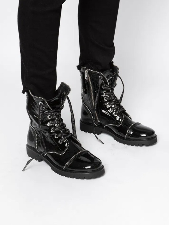 Zadig & Voltaire Shoes - Zadig & Voltaire women's black leather Joe Wrinkle Studs Ankle Boots